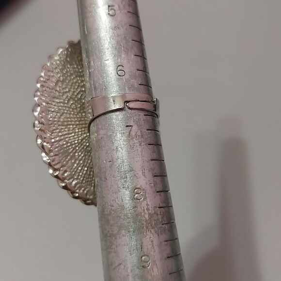 Oversized Faux Turquoise Cabochon Ring with Adjustable Band Silver Tone - Picture 3 of 6